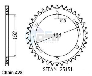 Product image: Esjot - 50-15025-55 - Chainwheel Steel Yamaha - 428 - 55 Teeth -  Identical to JTR1839 - Made in Germany 
