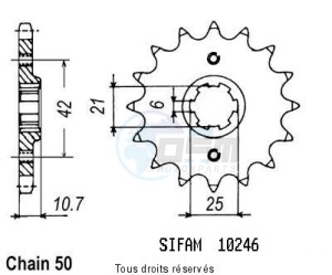 Product image: Sifam - 10246CZ16 - Sprocket Cbx 550 F 86-87 Cb 650 S Custom  82-84 10246cz   16 teeth   TYPE : 530 