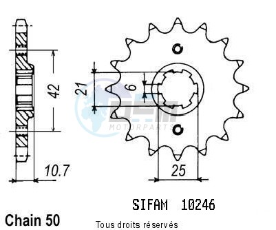 Product image: Sifam - 10246CZ16 - Sprocket Cbx 550 F 86-87 Cb 650 S Custom  82-84 10246cz   16 teeth   TYPE : 530  0