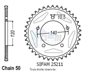 Product image: Sifam - 25211CZ46 - Chain wheel rear Triumph 955 Tiger 05-   Type 530/Z46 