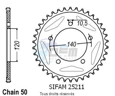 Product image: Sifam - 25211CZ46 - Chain wheel rear Triumph 955 Tiger 05-   Type 530/Z46  0