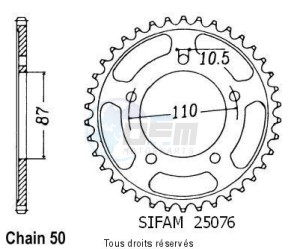 Product image: Sifam - 25076CZ44 - Chain wheel rear Gsx 750 R 88-89   Type 530/Z44 
