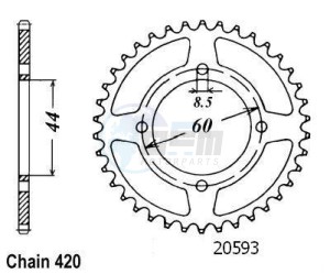 Product image: Esjot - 50-13003-52 - Chainwheel Steel TT Yamaha - 420 - 52 Teeth - Made in Germany 