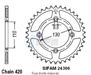 Product image: Sifam - 24306AZ50 - Chain wheel rear Honda 80/85 Cr 1986-2004 Type 420/Z50 