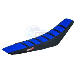 Product image: Crossx - M711-3BLBB - Saddle Cover HUSABERG FE-FS-FX 09-12, FE 450 08-12 TOP BLUE- SIDE BLACK-STRIPES BLACK (M711-3BLBB) 