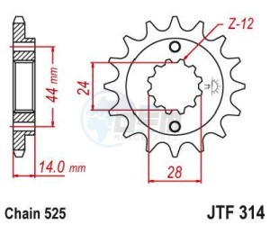 Product image: Esjot - 50-29008-16 - Sprocket Honda - 525 - 16 Teeth -  Identical to JTF314 - Made in Germany 