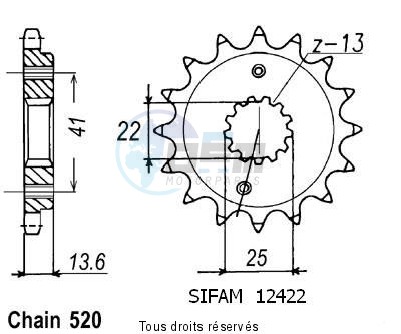 Product image: Sifam - 12422CZ14 - Sprocket Xr 650 R 00-01   12422cz   14 teeth   TYPE : 520  0