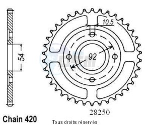 Product image: Sifam - 28250CZ47 - Chain wheel rear Tzr50 / 50power 04-   Type 420/Z47 