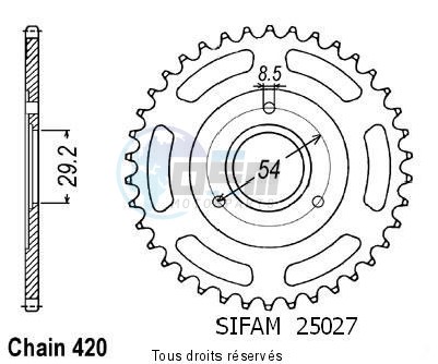 Product image: Sifam - 25027CZ35 - Chain wheel rear Z 50 Monkey 80-85   Type 420/Z35  0