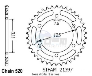 Product image: Sifam - 21397CZ40 - Chain wheel rear 125 Blue 87-93   Type 520/Z40 
