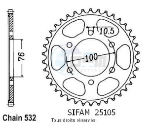 Product image: Sifam - 25105CZ44 - Chain wheel rear Gsx-r 1100 W 95-98   Chain wheel rear Gsx-R 1100 W 95-98 
