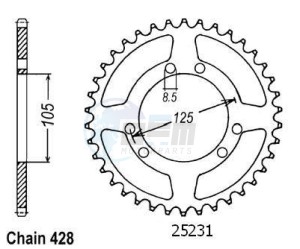 Product image: Esjot - 50-15052-56 - Chainwheel Steel - 428 - 56 Teeth - Made in Germany 