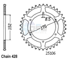 Product image: Esjot - 50-15023-53 - Chainwheel Steel Yamaha - 428 - 53 Teeth -  Identical to JTR839 - Made in Germany 