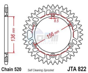 Product image: Esjot - 51-32043-51 - Chainwheel Alu TT Husqvarna - 520 - 51 Teeth -  Identical to JTA822 - Made in Germany 