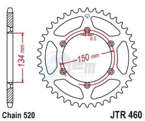 Product image: Esjot - 50-32024-47 - Chainwheel Steel TT Kawasaki - 520 - 47 Teeth -  Identical to JTR460 - Made in Germany 