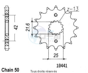 Product image: Sifam - 10441CZ17 - Sprocket Tl 1000 S/R 97-98 Vn 800 Classic 97-98 10441cz   17 teeth   TYPE : 530 