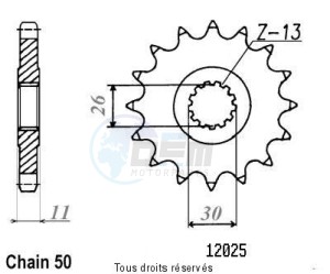 Product image: Sifam - 12025CZ17 - Sprocket Fj 1100 84-95 Fj 1200 86-96 12025cz   17 teeth   TYPE : 530 