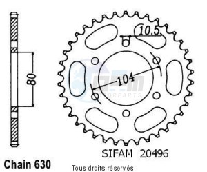 Product image: Sifam - 20496CZ33 - Chain wheel rear Z 750 H/L/R 80-84 Z 650 F 81-83 Type 630/Z33 