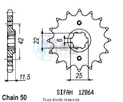 Product image: Sifam - 12064CZ15 - Sprocket Ft 500 C 82-84   12064cz   15 teeth   TYPE : 530  0