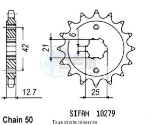 Product image: Sifam - 10279CZ17 - Tandwiel Voor  Cb 550 F 78-80 18 
