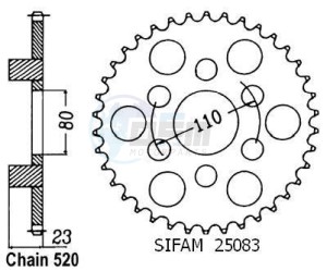 Product image: Esjot - 50-32052-38 - Chainwheel Steel Aprilia - 520 - 38 Teeth -  Identical to JTR19 - Made in Germany 