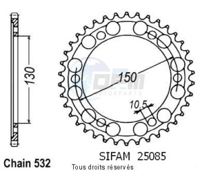Product image: Sifam - 25085CZ47 - Chain wheel rear Fzr 1000 Exup 89-97 Gts 1000 93-97 Type 532/Z47 