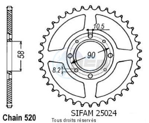 Product image: Sifam - 25024CZ53 - Chain wheel rear Mtx 125 R 83-94   Type 428/Z53 