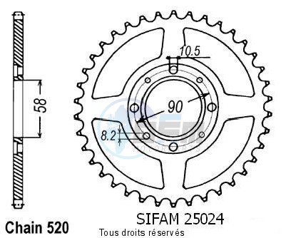 Product image: Sifam - 25024CZ53 - Chain wheel rear Mtx 125 R 83-94   Type 428/Z53  0
