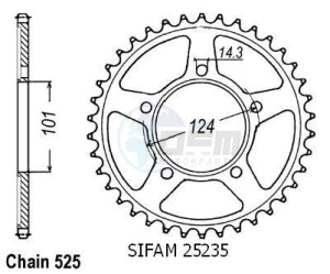 Product image: Esjot - 50-29035-38 - Chainwheel Steel KTM - 525 - 38 Teeth -  Identical to JTR898 - Made in Germany 