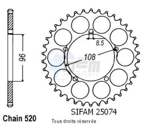 Product image: Sifam - 25074CZ40 - Chain wheel rear 125 Tuareg Wind 89-   Type 520/Z40 