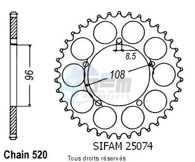 Product image: Sifam - 25074CZ40 - Chain wheel rear 125 Tuareg Wind 89-   Type 520/Z40  0