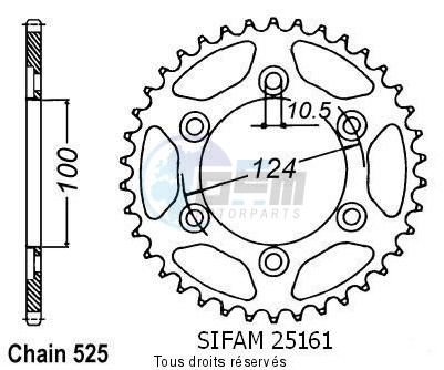 Product image: Sifam - 25161CZ39 - Chain wheel rear Ducati 916 S4 Monster   Type 525/Z39  0