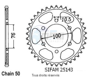 Product image: Sifam - 25143CZ43 - Chain wheel rear Gsx-r 750 90-92   Type 530/Z43 