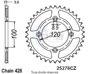 Product image: Sifam - 25276CZ52 - Chain wheel rear Beta 50 Rr 05-08 Type 428 4 mounting holes Type 428/Z52 