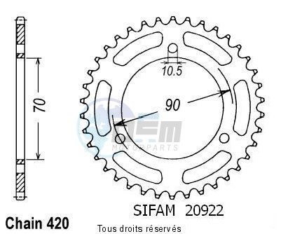 Product image: Sifam - 20922CZ36 - Chain wheel rear Mbx 80 F 83-87   Type 420/Z36  0