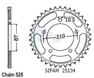 Product image: Esjot - 50-29008-47 - Chainwheel Steel Suzuki - 525 - 47 Teeth -  Identical to JTR807 - Made in Germany 
