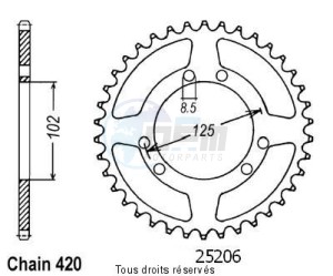 Product image: Sifam - 25206CZ53 - Chain wheel rear Bultaco Lobito 50 Type 420 Type 420/Z53 