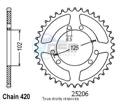 Product image: Sifam - 25206CZ53 - Chain wheel rear Bultaco Lobito 50 Type 420 Type 420/Z53  0
