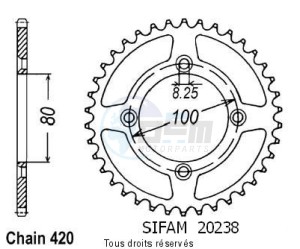 Product image: Sifam - 20238AZ47 - Chain wheel rear Honda Xr 80 85-01 Alu Type 420/Z47 