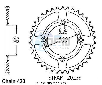 Product image: Sifam - 20238AZ47 - Chain wheel rear Honda Xr 80 85-01 Alu Type 420/Z47  0