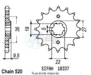 Product image: Sifam - 10337CZ14 - Sprocket Honda 250 Cr 1982-1985 10337cz   14 teeth   TYPE : 520 
