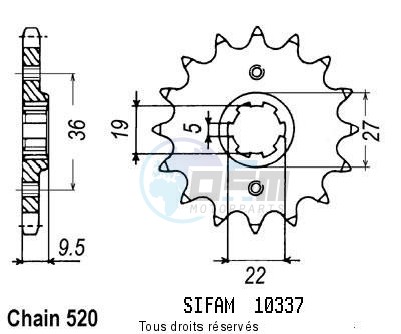 Product image: Sifam - 10337CZ14 - Sprocket Honda 250 Cr 1982-1985 10337cz   14 teeth   TYPE : 520  0