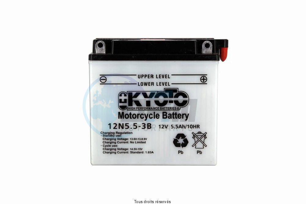 Product image: Kyoto - 712055 - Battery 12n5.5-3b L 138mm  W 61mm  H 131mm 12v 5.5ah Acid 0,42l  1