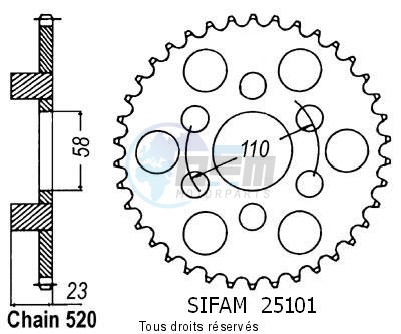 Product image: Sifam - 25101CZ40 - Chain wheel rear 125 Red Rose 88-95   Type 520/Z40  0