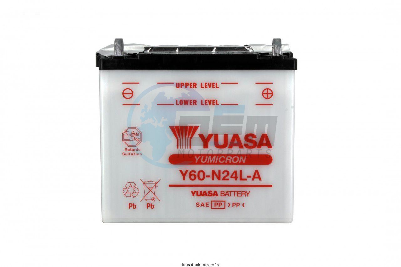 Product image: Yuasa - 812281 - Battery Y60-n24l-a  L 185mm  W 125mm  H 176mm 12v 28ah  1