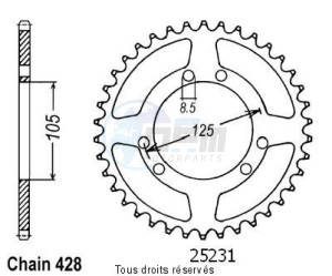 Product image: Sifam - 25231CZ50 - Chain wheel rear Xt 125 R 04-   Type 428/Z50 