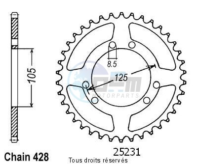 Product image: Sifam - 25231CZ50 - Chain wheel rear Xt 125 R 04-   Type 428/Z50  0