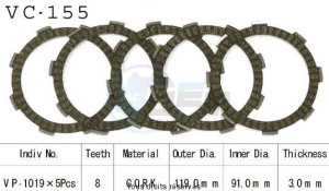 Product image: Kyoto - VC155 - Clutch Plate kit complete  Cross Cm125 C 82-99   