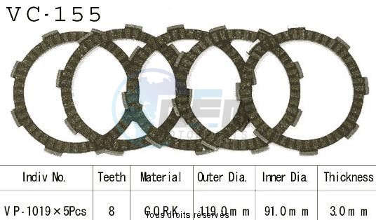 Product image: Kyoto - VC155 - Clutch Plate kit complete  Cross Cm125 C 82-99    0