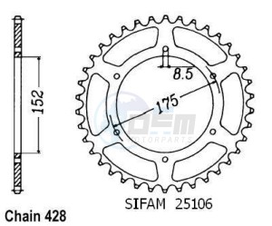 Product image: Esjot - 50-15023-55 - Chainwheel Steel TT Yamaha - 428 - 55 Teeth - Made in Germany 